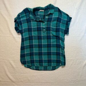 LL BEAN SIGNATURE Women's Short Sleeve Popover Flannel Size M